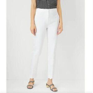 Ann Taylor The Scallop Hem High Waist Ankle Pant White Size 12